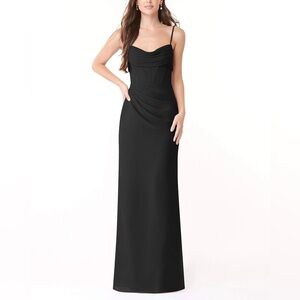 NWT Azazie Mai Black Chiffon Bridesmaid Dress Floor Length A4